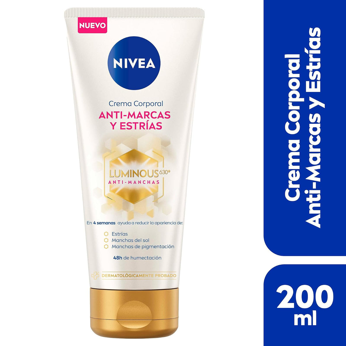 NIVEA Crema corporal Luminous630 anti- marcas y anti-estrías (200 ml) 48 horas de humectación profunda para una piel suave y radiante