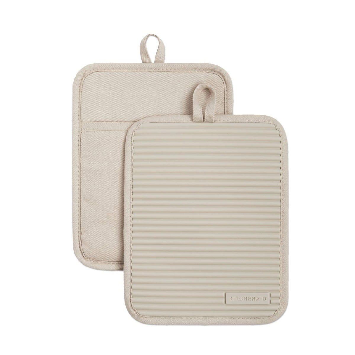 KitchenAid Juego de 2 Agarraderas de Silicona Acanaladas para Ollas - 7"x9" - Milkshake