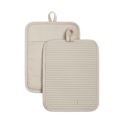 KitchenAid Juego de 2 Agarraderas de Silicona Acanaladas para Ollas - 7"x9" - Milkshake