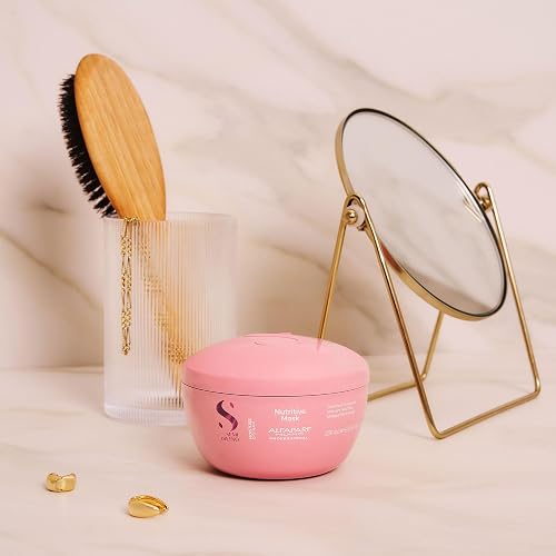 Alfaparf Milano Semi Di Lino máscara nutritiva para cabello seco – seguro en cabello tratado con color – Sulfato, SLS, parabenos y parafina – calidad de salón profesional, 6.76 oz (199.91 ml)