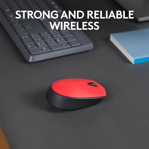 Logitech M170 Mouse Inalámbrico, con tecnología 2,4 GHz, batería de hasta 12 Meses con Modo Ahorro, Receptor USB, Cursor y Desplazamiento Preciso, Compatible con Windows, Mac y Chrome - Rojo