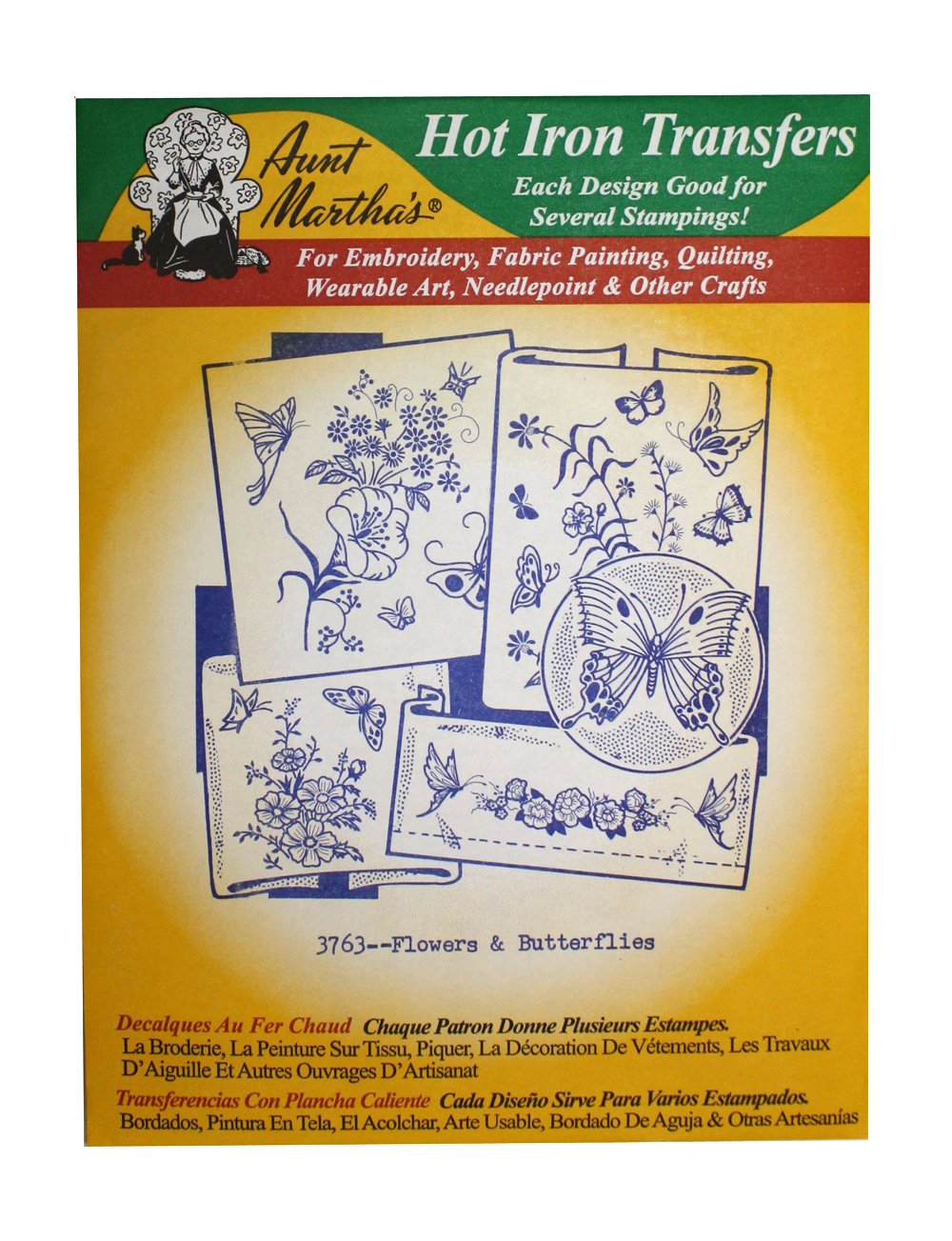 Aunt Martha's Iron On Transfer Patterns for Stitching, Embroidery or Fabric Painting, Patterns for Linens, Set of 5