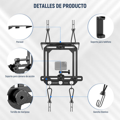 NEEWER Montaje Valla con Parasol Compatible con iPhone Mevo Camera GoPro Insta360 dji Pocket Radar Game Changer App, Kit Montaje Metal & Soporte Teléfono para Grabar Vídeos Béisbol Streaming, PA036B