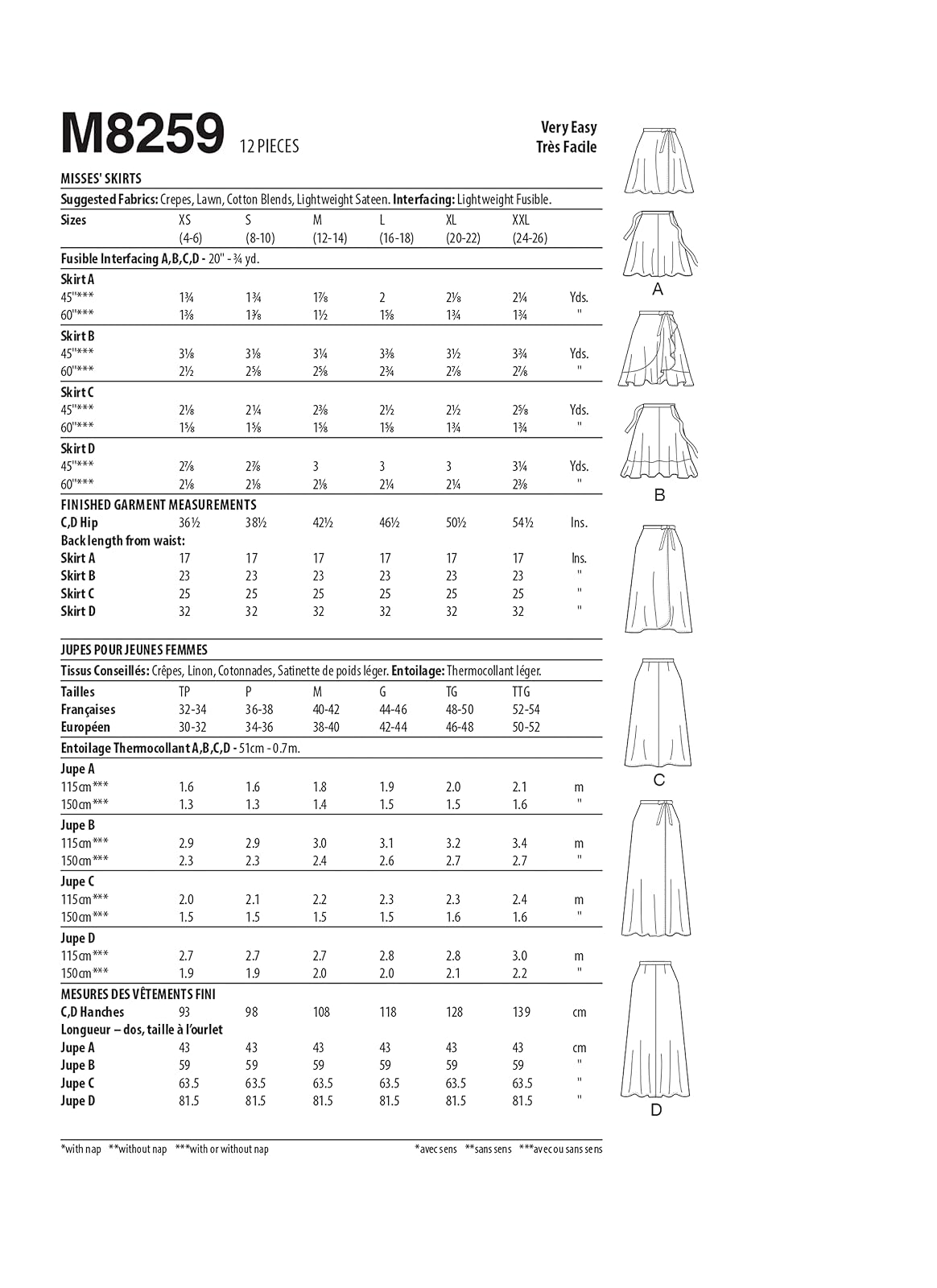McCall's Kit de patrones de costura para faldas y pantalones, multicolor