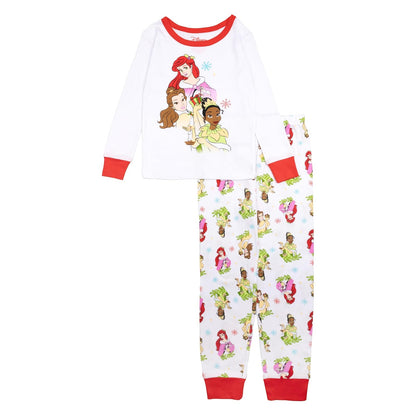 Disney Pijama de 2 piezas para niña, playera manga larga y pantalón - 3 Años - Princesa navideña