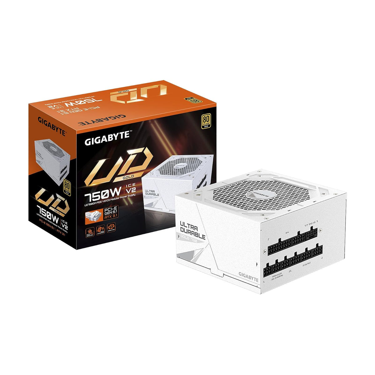 GIGABYTE UD750GM PG5 V2 Ice - 750W 80 Plus Certificado Platinum - PCIe5.1 Ready - ATX3.1 - Fuente de alimentación Totalmente Modular (GP-UD750GM PG5 Ice)