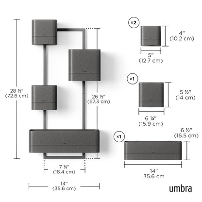 Umbra Cubiko - Maceta de Pared, Color Negro