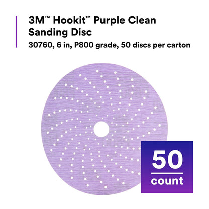 3M Cubitron II Hookit - Disco abrasivo de Lijado Limpio púrpura 31487, 6 Pulgadas, Grado 800+, Paquete de 50 Discos, prácticamente última intervensión de Polvo, Alto Rendimiento, Larga duración,
