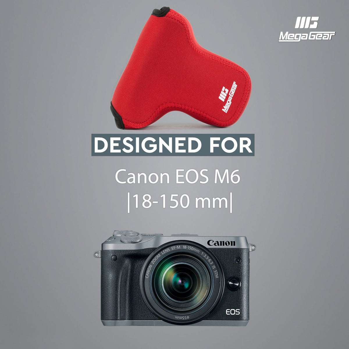 MegaGear MG1157 Estuche de cámara Ultra Ligero, de Neopreno Compatible con Canon EOS M6 (18-150 mm) - Rojo