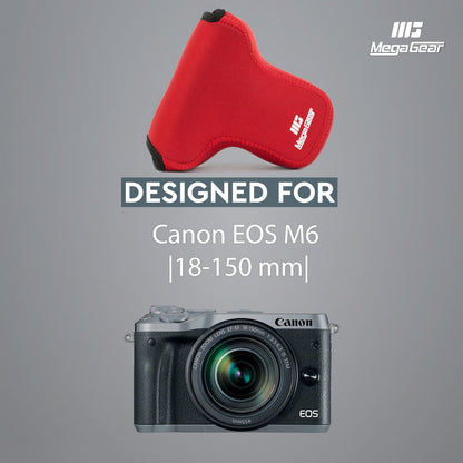 MegaGear MG1157 Estuche de cámara Ultra Ligero, de Neopreno Compatible con Canon EOS M6 (18-150 mm) - Rojo