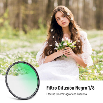 NEEWER 52mm Filtro Difusión Negra 1/8 para Filtro de Efecto Cinematográfico de Niebla Vidrio Óptico Ultra Delgado Repelente al Agua Resistente a Arañazos, Múltiples Nano Recubrimientos para Video
