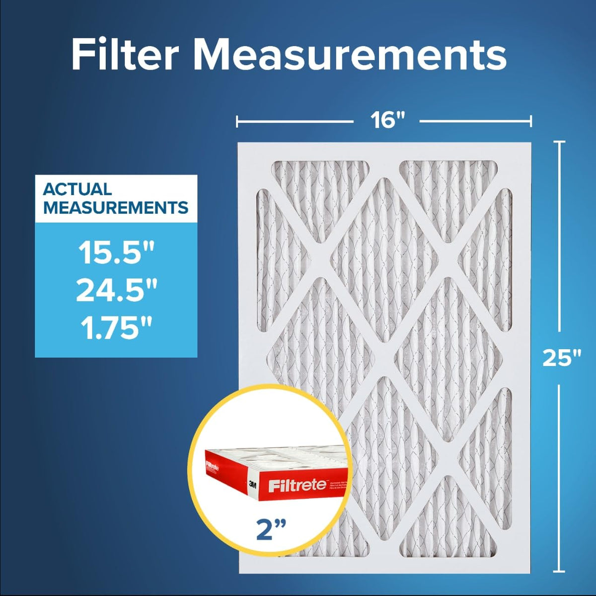 Filtrete - Filtro de aire para horno de aire de 16 x 25 x 2 pulgadas, MPR 1000, defensa de micro alérgenos, paquete de 4 (dimensiones exactas 15,5 x 24,5 x 1,75)