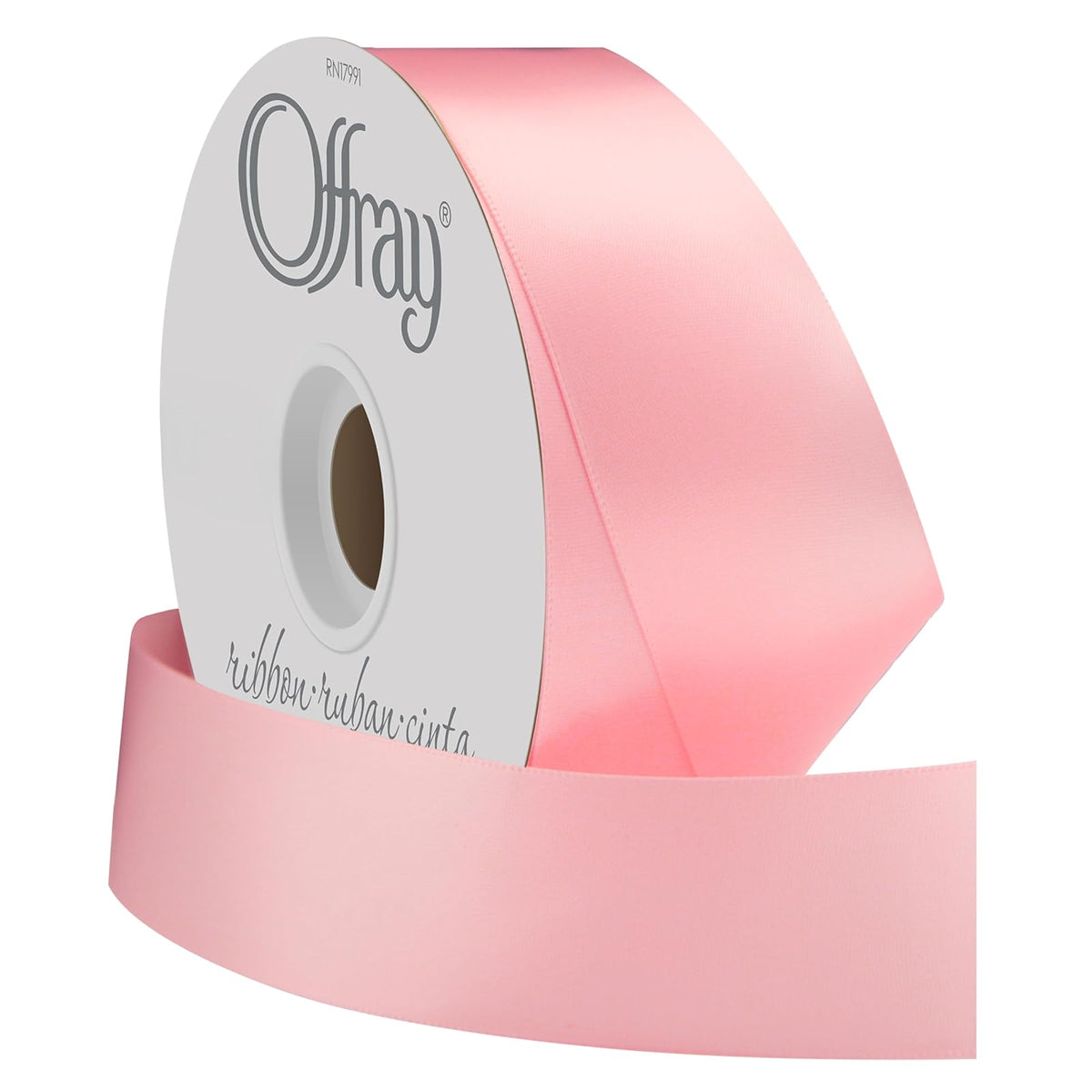 Berwick Offray 600955A Cinta de satén de doble cara de 1.5 pulgadas de ancho para envolver regalos, decoración y manualidades, carrete de 50 yardas, rosa