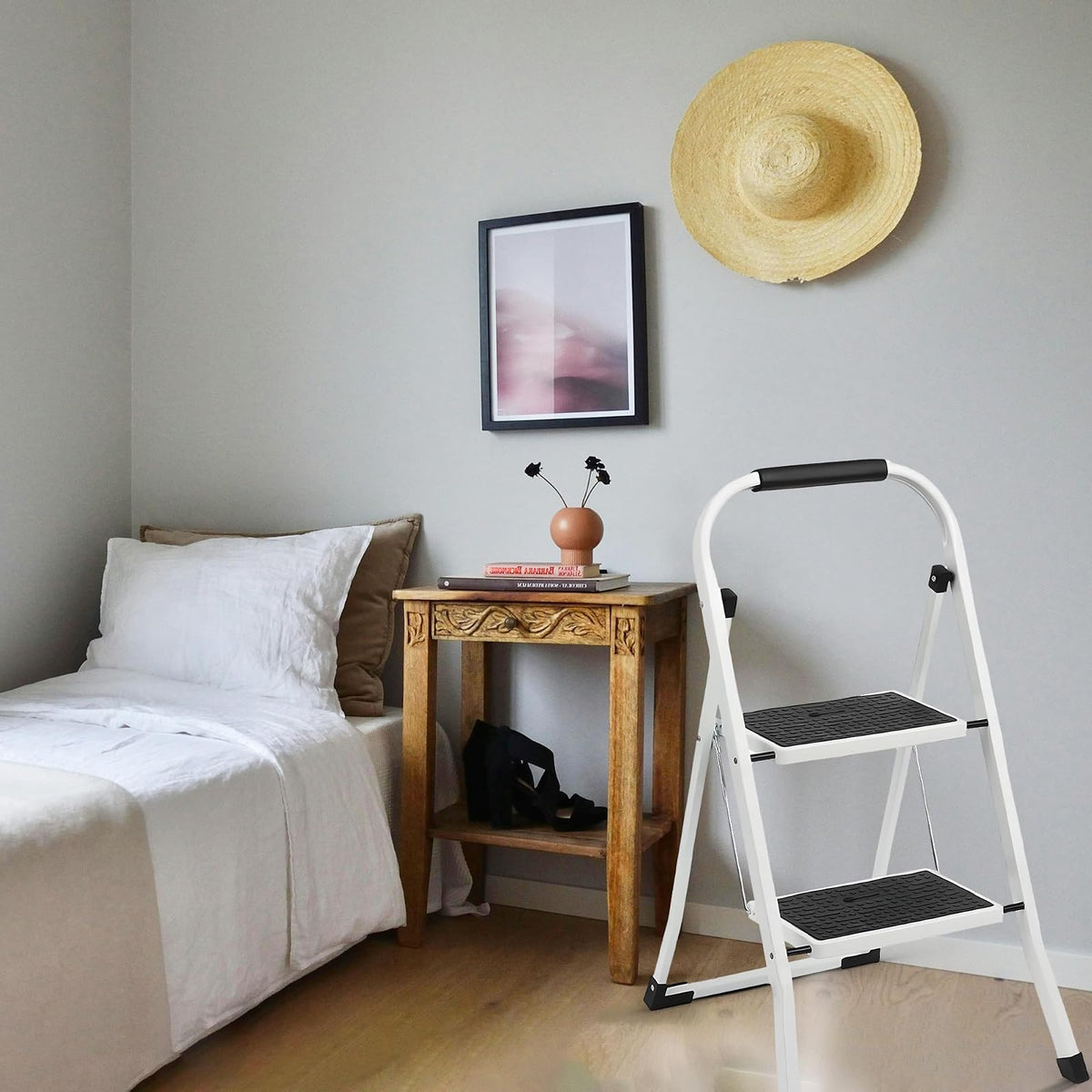 SIMPLI-MAGIC Escalera de escalón, Taburete ergonómico Plegable con Pedal Ancho Antideslizante, Multiuso para el hogar, Cocina y Oficina (Capacidad de 300 Libras)