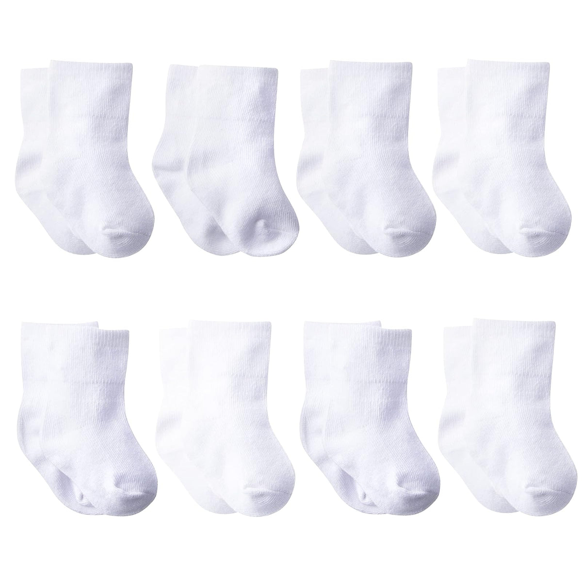 Gerber - Calcetines de bebé, Tobilleros, Unisex, 8 pares, Blanco, Sólido