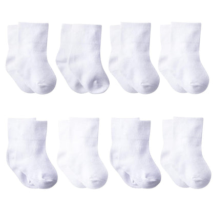 Gerber - Calcetines de bebé, Tobilleros, Unisex, 8 pares, Blanco, Sólido