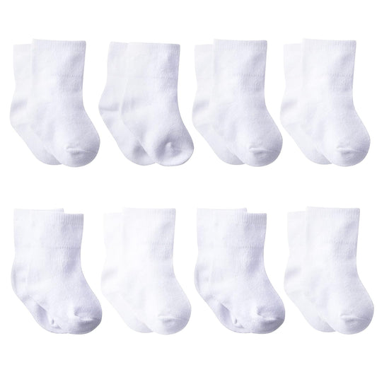Gerber - Calcetines de bebé, Tobilleros, Unisex, 8 pares, Blanco, Sólido