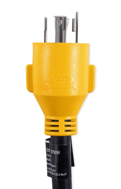 Camco 55382 Adaptador de generador PowerGrip estándar Hembra de 30 amperios de Bloqueo de 4 Puntas Macho / 30 amperios