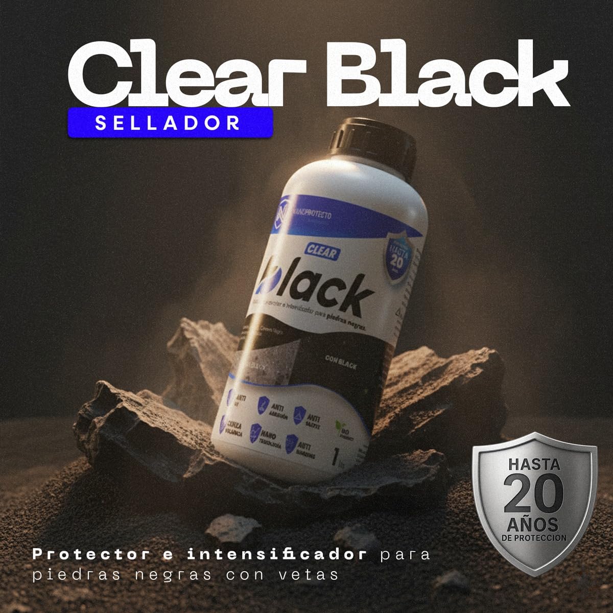 778 SSCBL CLEAR BLACK Protector e intensificador para piedras negras con veta, ideal para Cantera negra, Granito flameado, Granito chino 1 Litro