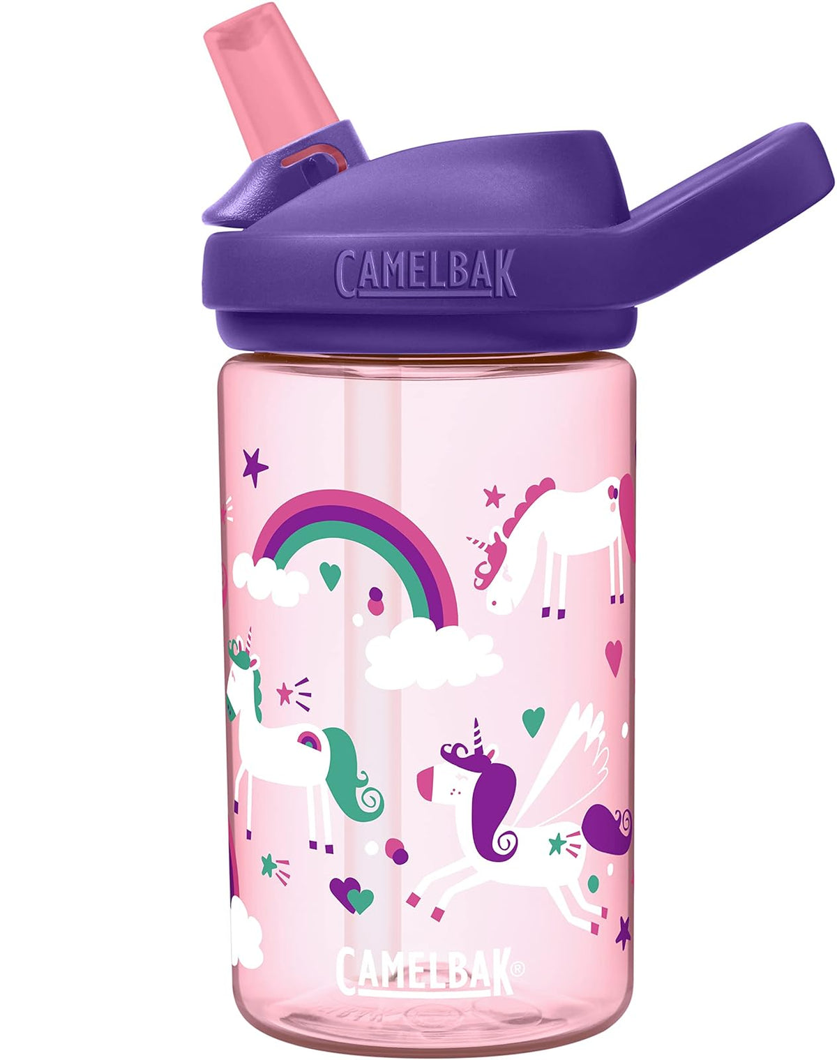 CamelBak Eddy+ Botella de Agua Infantil 414 ml con Popote, Sirenas Mágicas - color fantasía (Unicorns) - Botella de agua