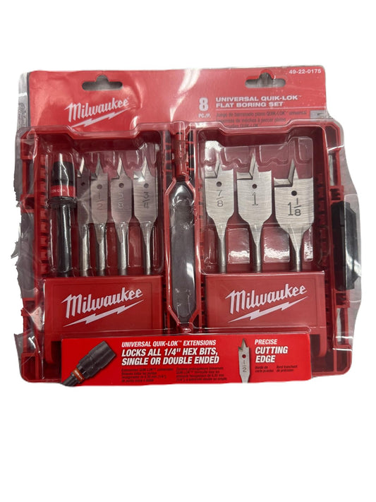 Milwaukee 49 – 22 – 0175 8-Piece universal Quik-Lok Flat aburrido Set