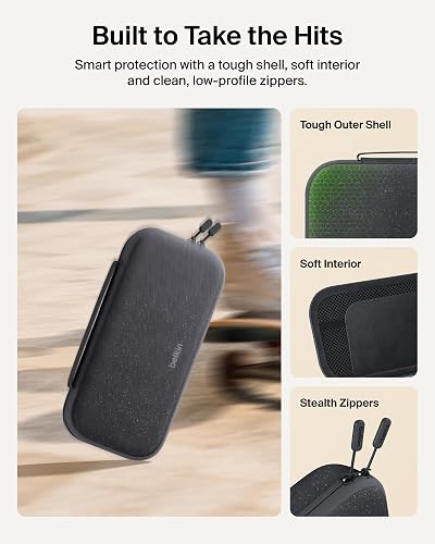 Belkin Nintendo Switch 2 Funda con Cargador de Banco de energía Integrado de 10.000 mAh, Funda Protectora portátil con Bolsillos para AirTag, Cartuchos de Juego para Viajes, Color carbón