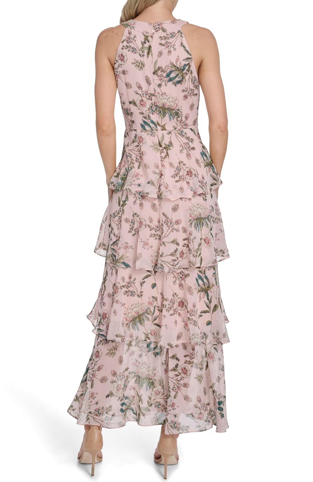Tommy Hilfiger Sleeveless Halter Neck Tiered Maxi Dress Vestido Mujer