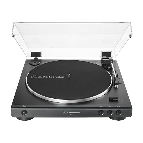 Audio-Technica - Tocadiscos AT-LP60X-BK Totalmente automático con transmisión por Correa, velocidades de 33/45 RPM (Negro)