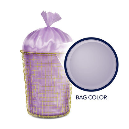 Color Scents - Bolsas de basura medianas - 8 galones, 45 bolsas (1 paquete de 45 bolsas) - Lazo torcido - Morado en lavanda + aroma de salvia con Microban