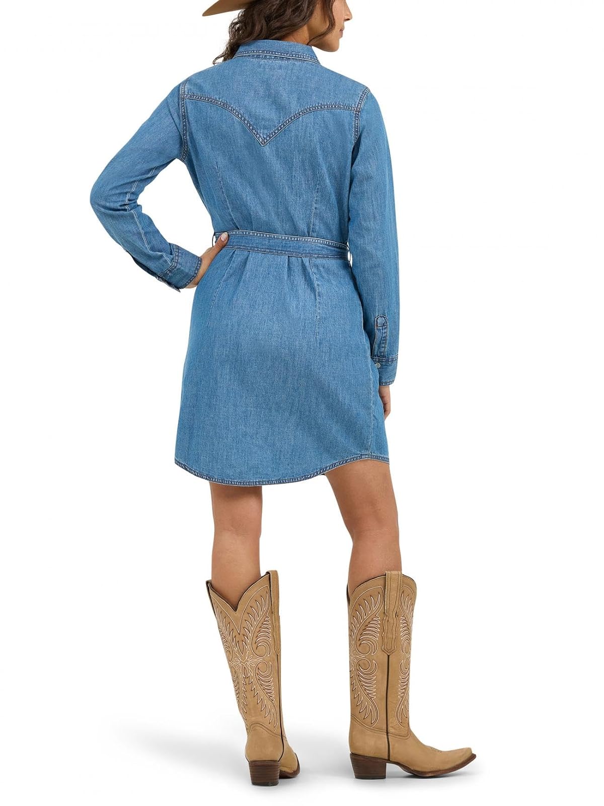 Wrangler Vestido Retro Long Sleeve Western de Algodón para Mujer