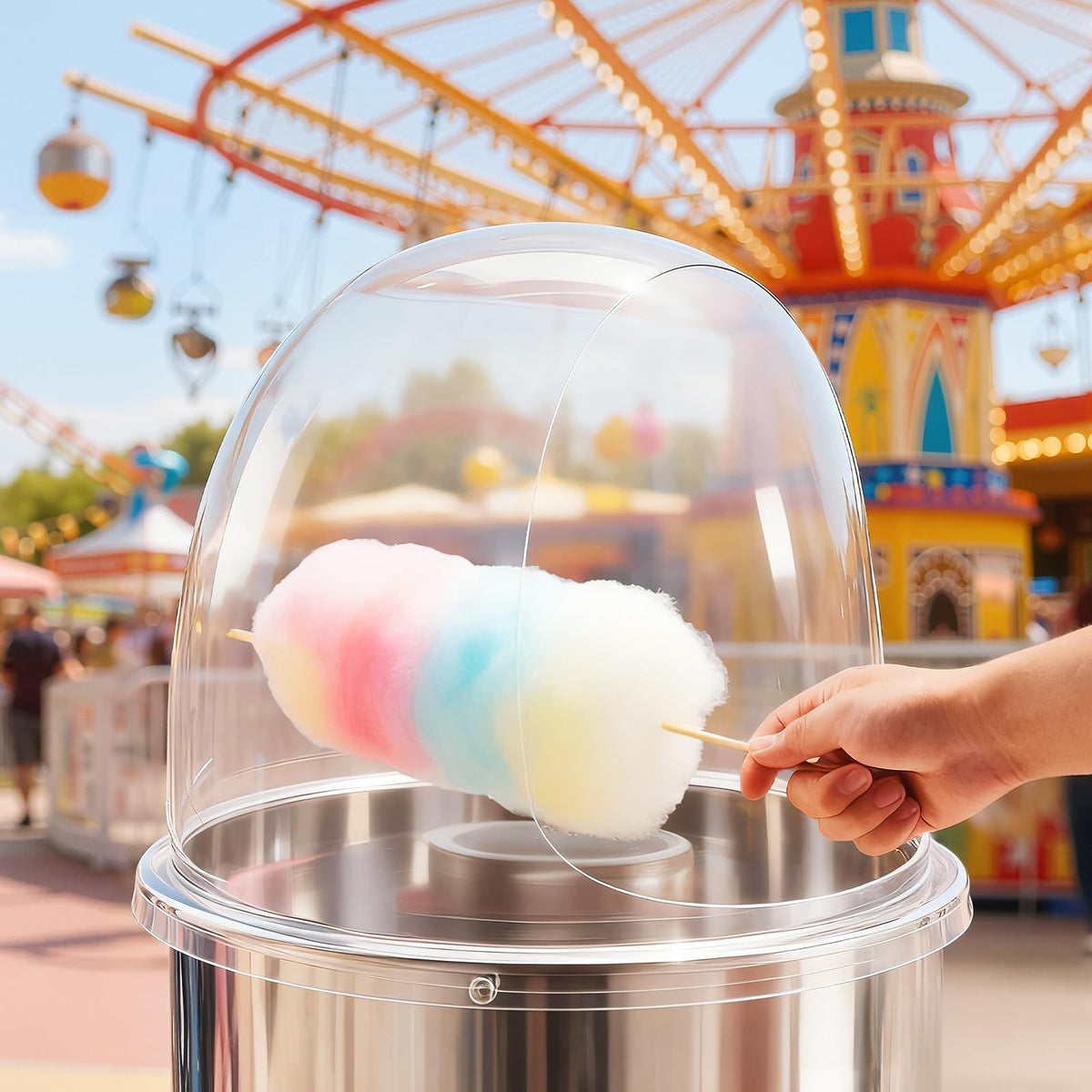 VEVOR Cubierta para Máquina de Algodón de Azúcar, Cúpula Acrílica Transparente, Compatible con Recipiente de Máquina de Algodón de Azúcar 381 mm, para Fiestas, Tiendas, Diseño de Ranura Inferior
