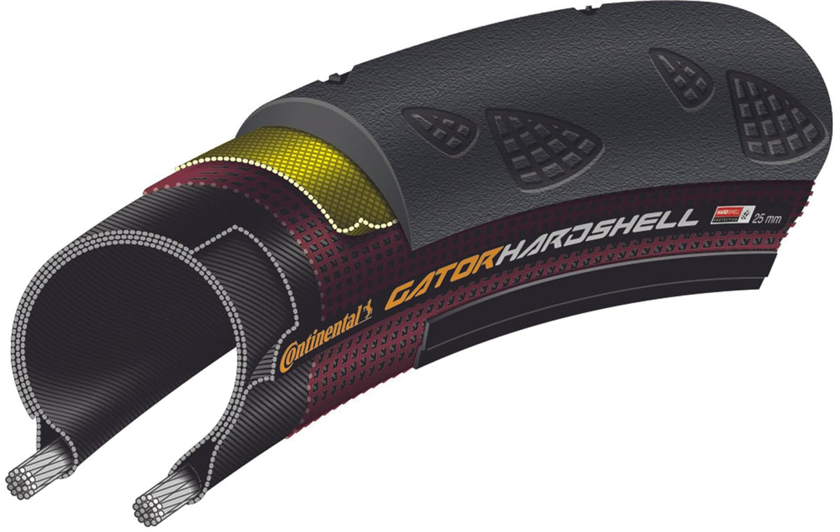 Continental Gator - Neumático rígido para Bicicleta – Clincher, abalorio de Alambre, Carcasa Dura, Negro, 27.5 Pulgadas, 700 x 23, 25, 28 o 32 tamaños