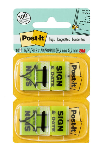 Post-it 680SD2 - Bandera de mensaje de fecha y letra, 1 pulgada x 1-3/4 pulgadas, 100/PK, verde