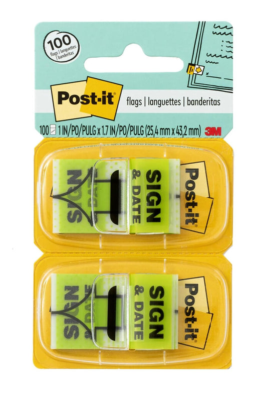 Post-it 680SD2 - Bandera de mensaje de fecha y letra, 1 pulgada x 1-3/4 pulgadas, 100/PK, verde