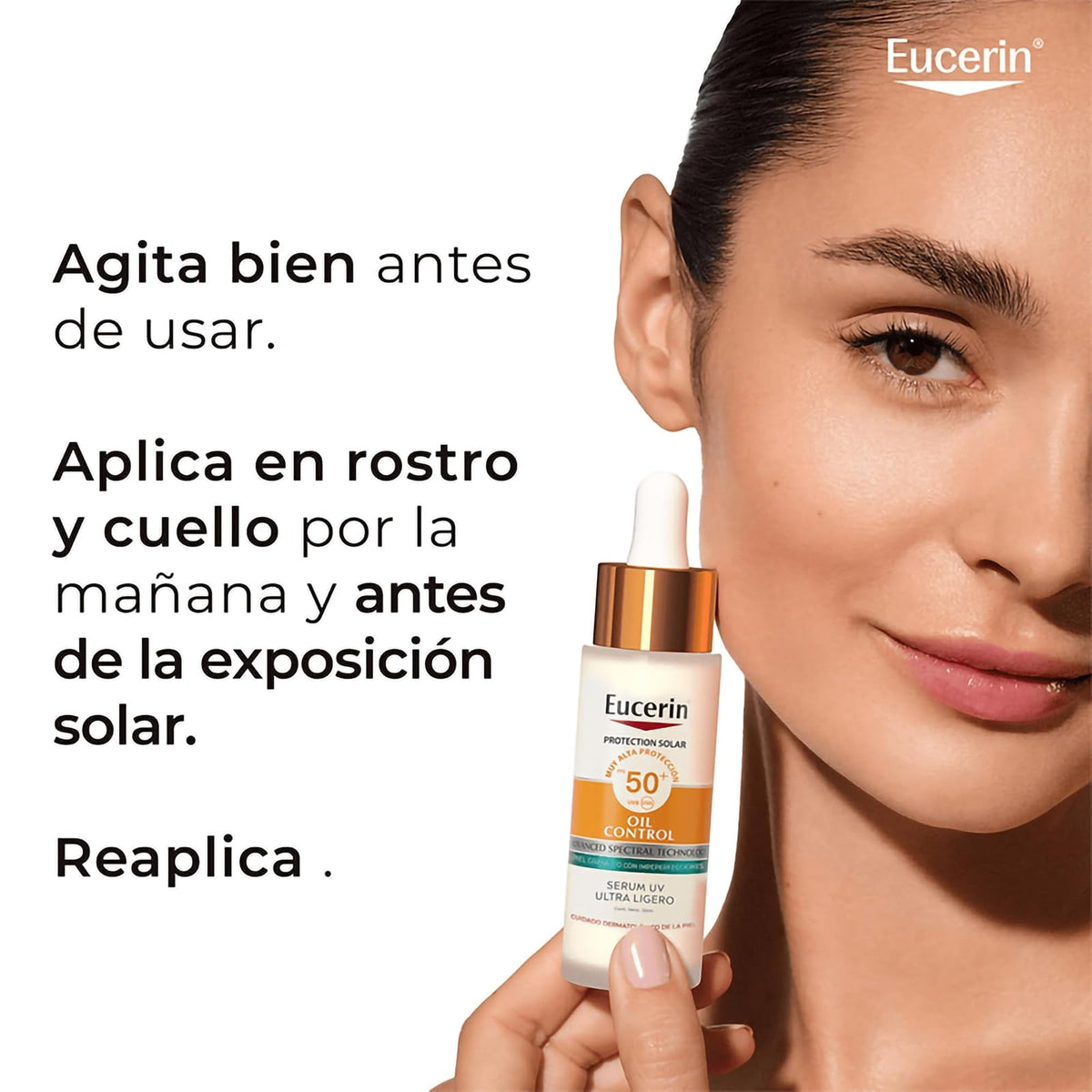EUCERIN Protector Solar Oil control Serum ultra ligero FPS50+, 30ml, con 16 horas de protección