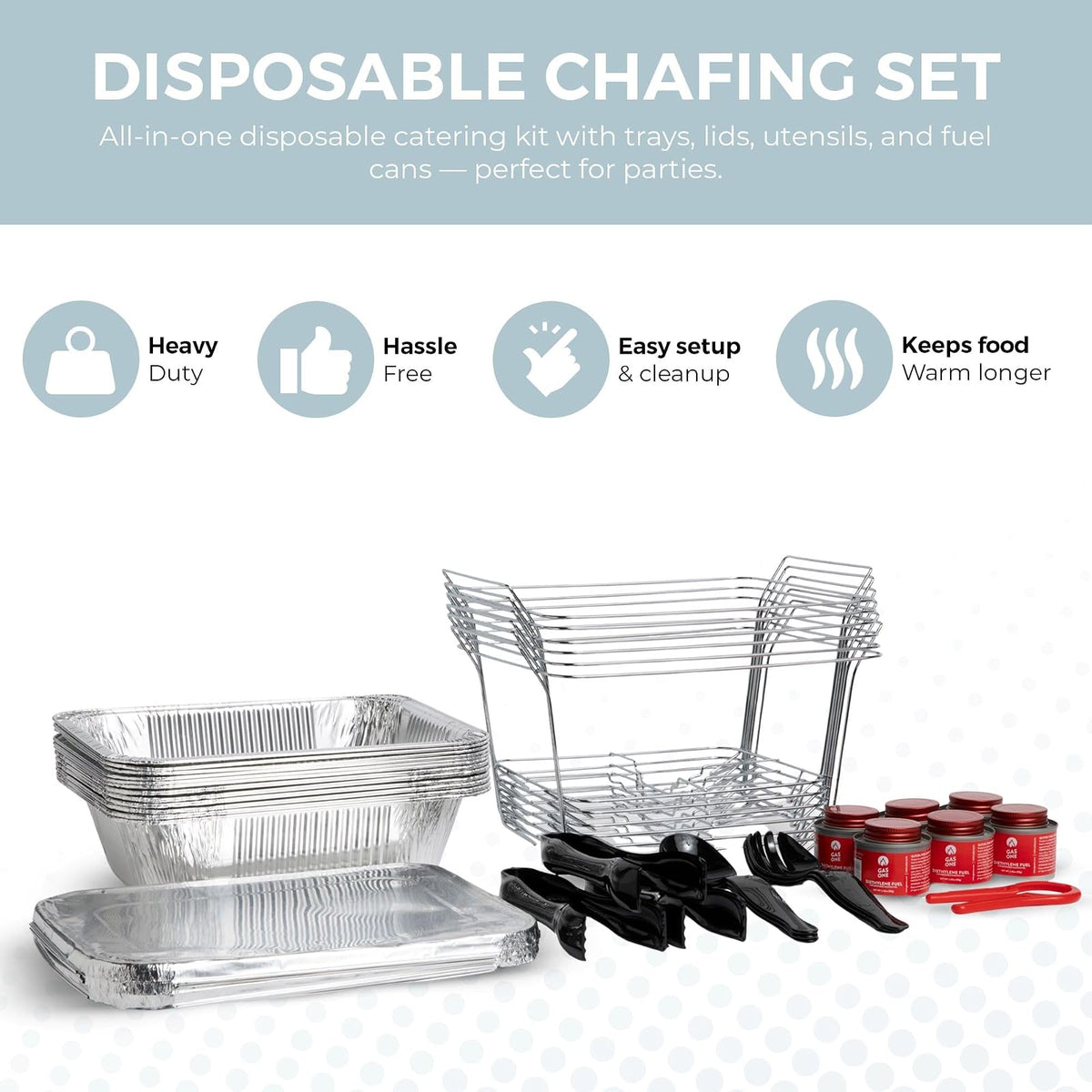Alpha Living - Juego de 6 Platos Desechables, Juego de bufé para triturar Platos, sartenes de tamaño Medio, Calentadores de Alimentos Soldados para Fiestas, latas de Combustible, bandejas de