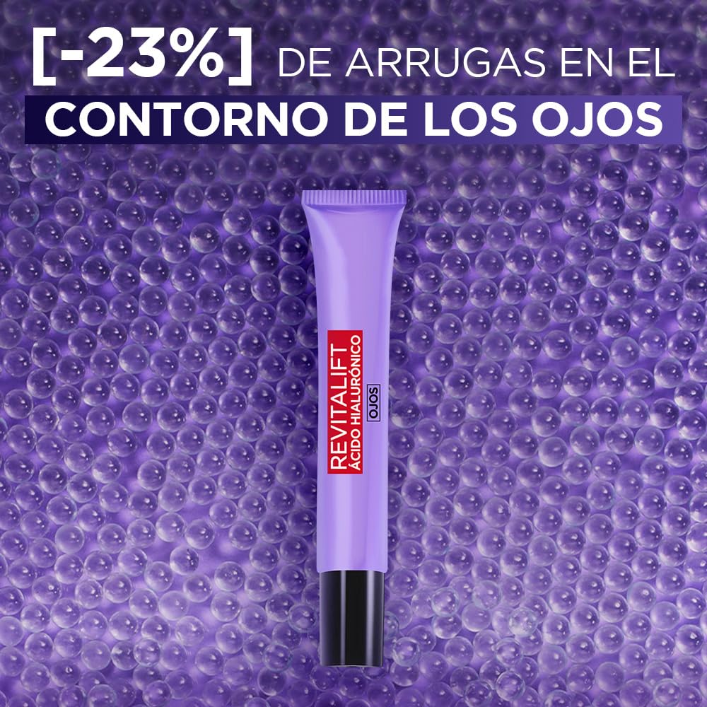 L'Oreal Paris Revitalift Ácido Hialurónico Crema de Ojos, Hidrata Intensamente y Rellena Líneas de Expresión, 15 ml.