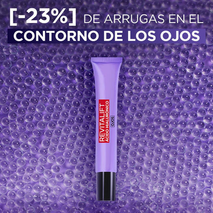 L'Oreal Paris Revitalift Ácido Hialurónico Crema de Ojos, Hidrata Intensamente y Rellena Líneas de Expresión, 15 ml.