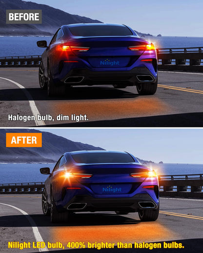Nilight NI115702-A Foco LED 1157, 2 Unidades, 57 LED Ámbar, BAY15D, para Luces Traseras de Camión/Motocicleta