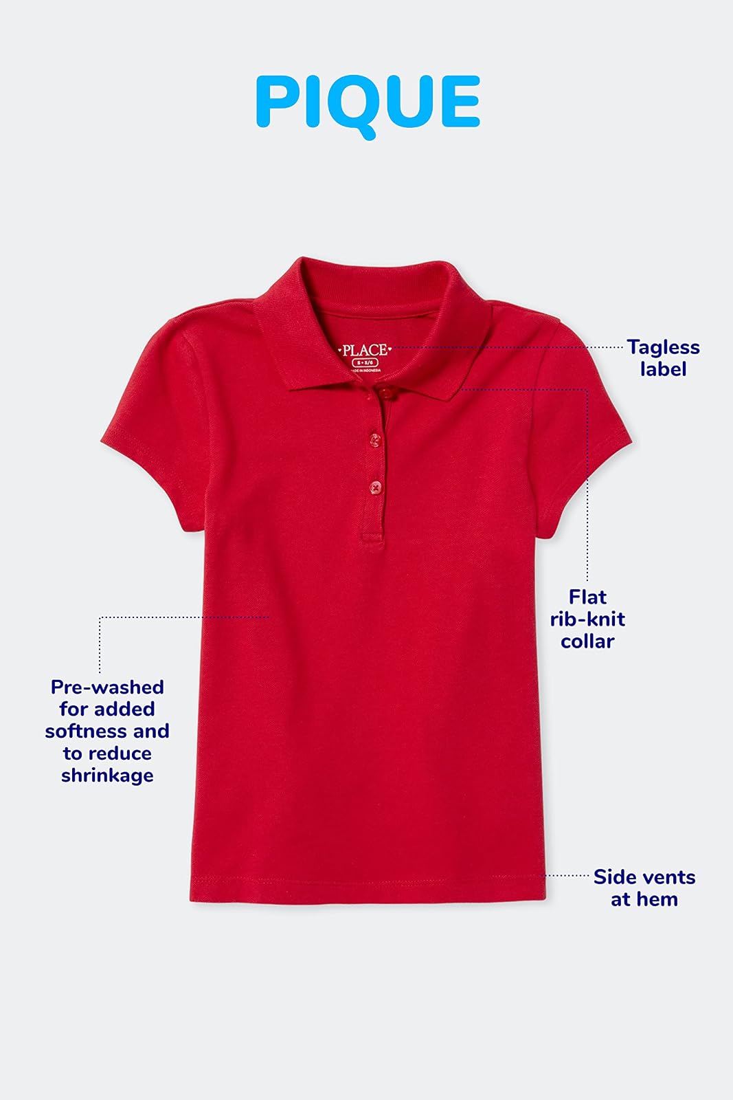 The Children's Place Girls Uniform Pique Polo 5-Pack Camisa Niñas