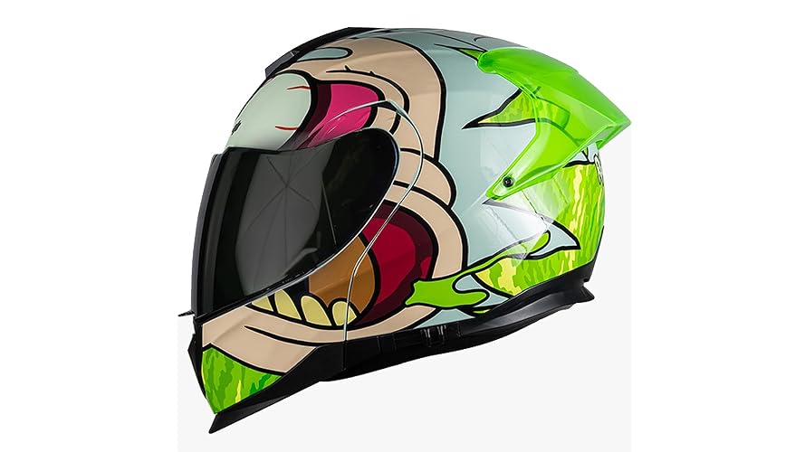 KOV Casco Rick Y Morty Apex ABATIBLE para Moto FOTOLUMINISCENTE Certificado