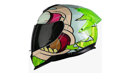 KOV Casco Rick Y Morty Apex ABATIBLE para Moto FOTOLUMINISCENTE Certificado