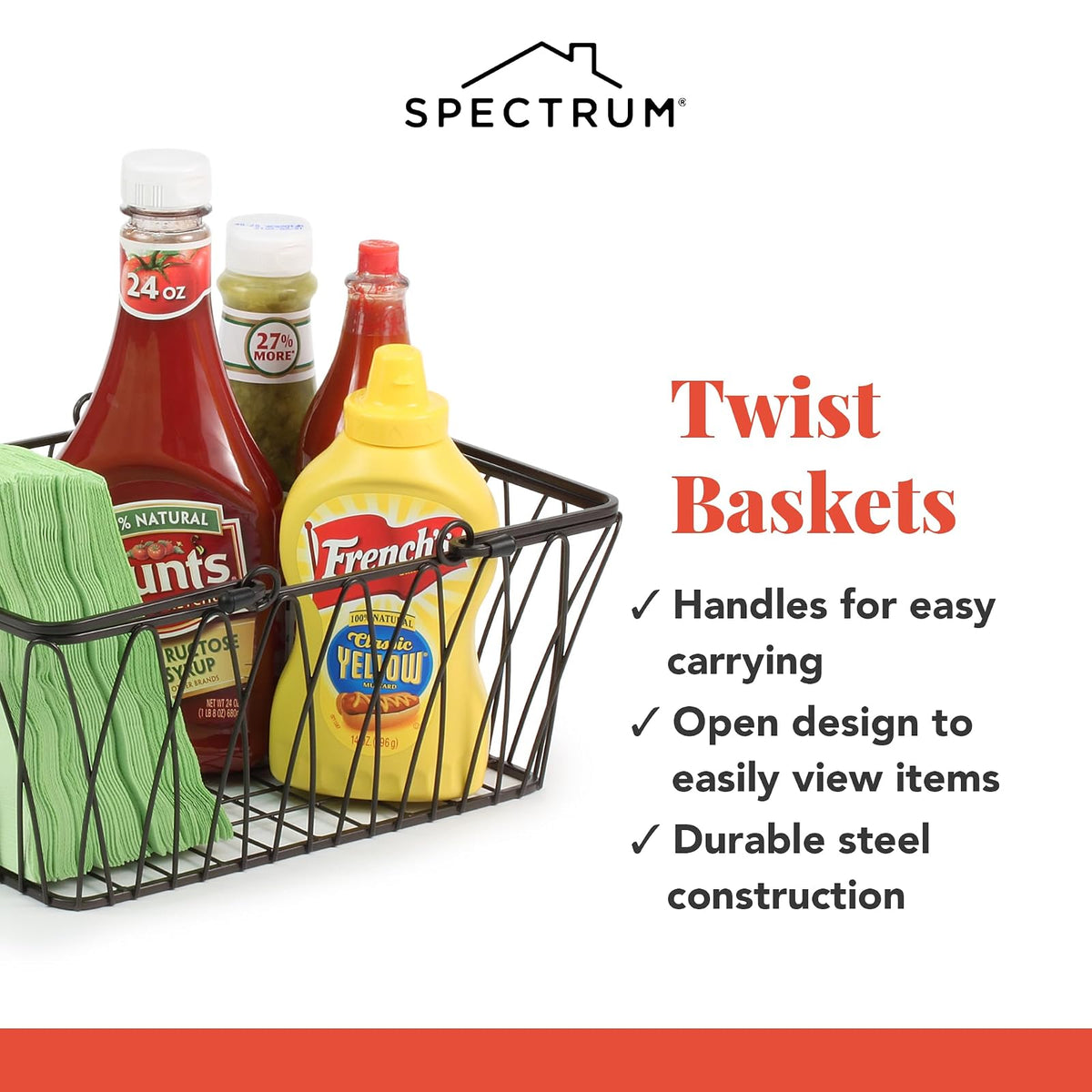 Spectrum Diversified Twist Cesta, Almacenamiento y organización, Negro, Mediano, 1