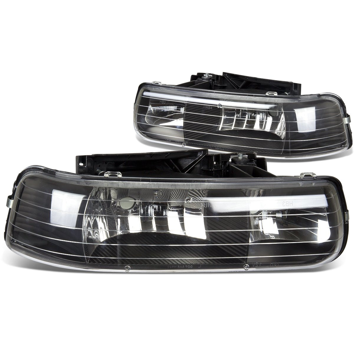 DNA Motoring Conjunto de Faros Delanteros Halogen, Negro, HL-OH-CS99-2P-BK - Negro -