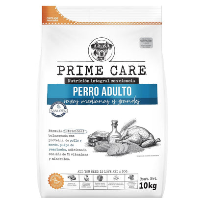 Prime Care Alimento para Perros Adultos Razas Medianas y Grandes 10 kg