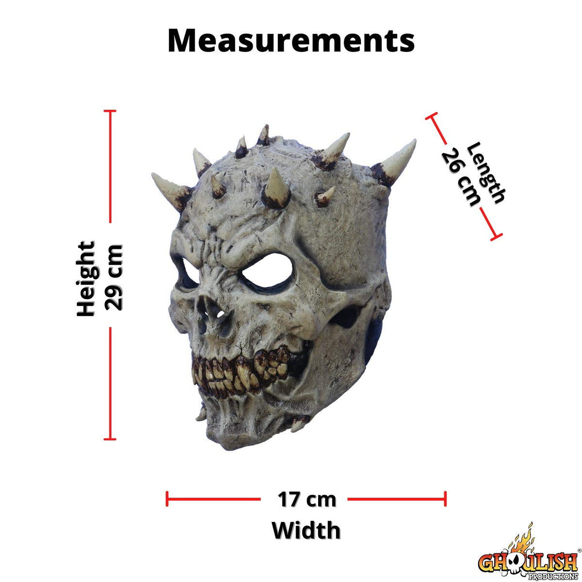 Máscara Artesanal Spikes Skull, Máscara de Craneo del Infierno con Cuernos, Disfraz de Calavera Malvada Ideal para Halloween y Día de Muertos