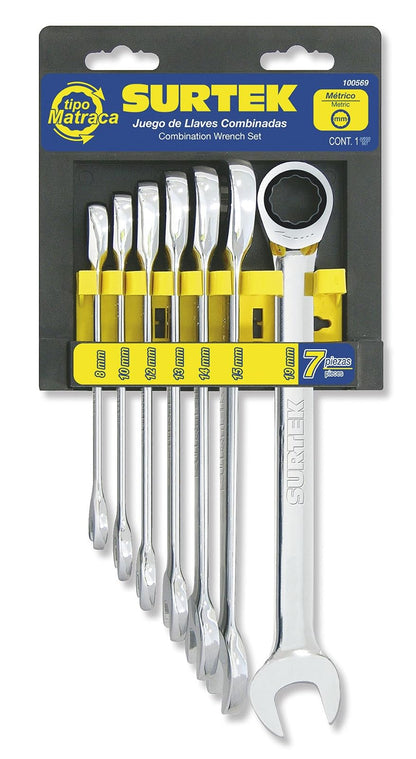 Surtek Llave Combinada Matraca - 7 piezas
