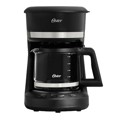 Oster Cafetera de Goteo Programable Capacidad 5 Tazas, Pantalla LED | Función Pausa y Servir, Apagado Automático, Filtro Reutilizable, Jarra con Medidas, Negro,