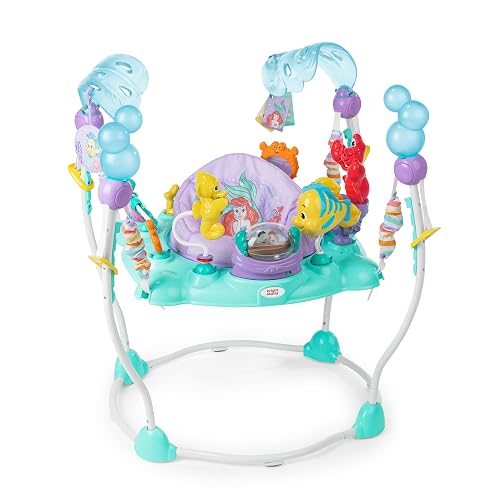 Bright Starts - Centro de actividades y Saltador de La Sirenita para bebé, musical, con luces, giro de 360 grados, juguetes interactivos, 4 ajustes de altura, de 6 a 12 meses o hasta los 12 kg