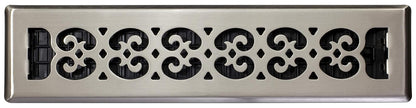 Decor Grates 2 pulgadas por 14 pulgadas Scroll registro de piso, 2x14 Inch, Acabado cepillo níquel (Brushed Nickel Finish)